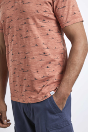 Weird Fish Marmont Organic Garment Dyed Printed Polo - Baked Clay