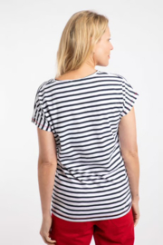 Weird Fish Liora Embroidered Pocket T-Shirt - Navy