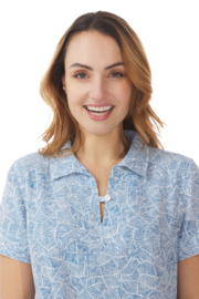 Mousqueton Fanette linnen jurk - Fossile blanc navy