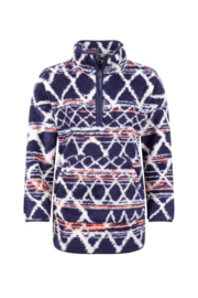Weird Fish Pikard Printed Plush Qtr Zip Fleece - Navy