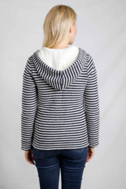 Weird Fish Fisher Eco Full Zip Stripe Hooded Macaroni - Ecru/Navy