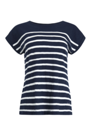 Weird Fish Jolli Organic Stripe Jersey Tee - Navy