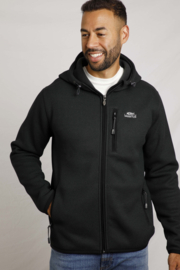 Weird Fish LOCKIE Recycled Full Zip Bonded Fleece - Washed Black