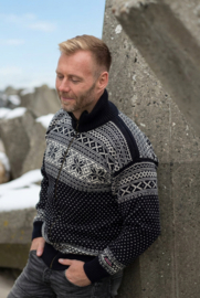 Norwool Noors Vest met Rits  - 100% pure nieuwe wol - donkerblauw (mens-fit)
