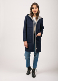 Saint James Ste Alice Hooded Reversible Coat with zipper - Navy/Gris  AW22