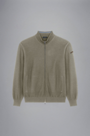 x Paul & Shark Wool full zip sweater with Moon badge - Camel brown