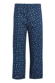 Weird Fish Tresco Eco Viscose Printed Cropped Trouser - Majolica Blue