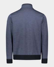 Paul & Shark Wool HZ Sweater with Velvet Detail - Blue Deep Sea