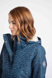 Weird Fish Sena Recycled Printed Waterproof Coat - Mid Blue
