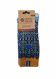 Noorse Wollen Sokken (with 70% wool) Flag of Sweden - blue/grey/yellow