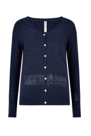 Weird Fish Curran Lightweight Slub Cardigan - Navy