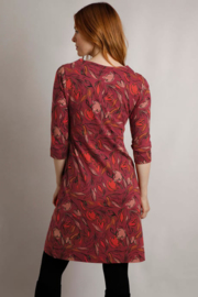 Weird Fish Starshine organic printed jersey dress - Rhubarb