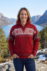 Emerald SUND 1/2-zip Jacquard Wool Sweater - Navy Blue
