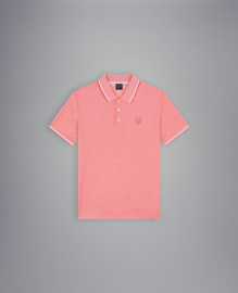 Paul & Shark Organic cotton piquè polo with embroidered Shark - Salmon