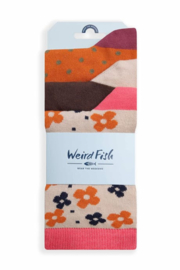 Weird Fish Parade Eco Patterned Socks  3 pack - Brickorange