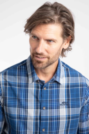 Weird Fish Lando Long Sleeve Check Shirt - Bright Navy