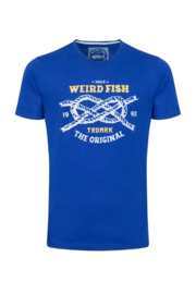 Weird Fish Cast Off Front Print Graphic T-Shirt - Mazarine Blue