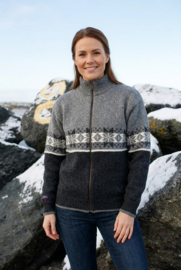 Norwool Noors Vest met rits - 100% pure nieuwe wol - donker/lichtgrijs (uniseks)