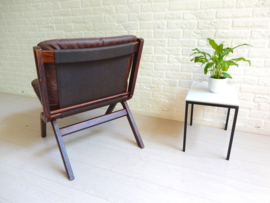 Retro vintage fauteuil stoel Deens jaren 60 leer