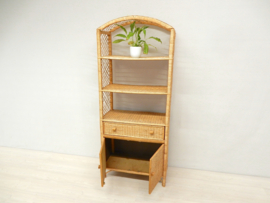 vintage rotan kast jaren 60 / 70 riet wandkast boekenkast