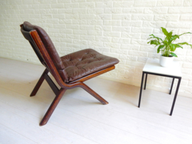 Retro vintage fauteuil stoel Deens jaren 60 leer
