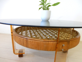 Retro vintage design salontafel tafel jaren 60 70 rond glas