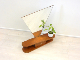 retro vintage spiegel wandkast hout jaren 50 ladekast