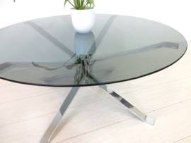 Vintage design salontafel jaren 70 glas rond