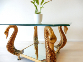 vintage bijzettafel salontafel Italiaans 80s messing goud zwaan