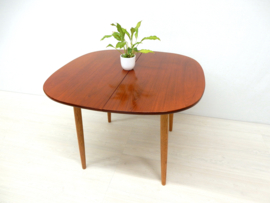 vintage eettafel tafel jaren 60 teak uitschuiftafel rond
