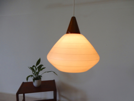 retro vintage lamp hanglamp jaren 50 / 60 glas hout
