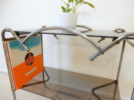 vintage bijzettafel kast jaren 60 tv meubel lp kast metaal