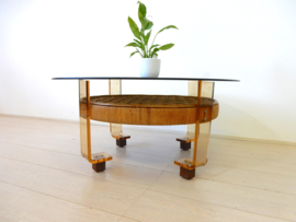 Retro vintage design salontafel tafel jaren 60 70 rond glas