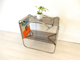 vintage bijzettafel kast jaren 60 tv meubel lp kast metaal