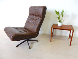 Vintage fauteuil leer stoel jaren 70