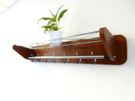 vintage kapstok jaren 60 chroom teakhout