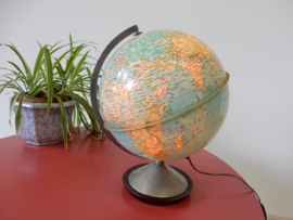 retro vintage wereldbol globe lamp tafellamp uit 1965
