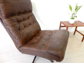 Vintage fauteuil leer stoel jaren 70