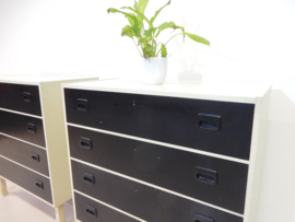 XL retro vintage ladekast kast dressoir jaren 60 wit zwart