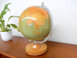 retro vintage wereldbol globe lamp tafellamp klein glas 1977