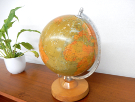 retro vintage wereldbol globe lamp tafellamp klein glas 1977