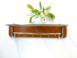 retro vintage kapstok chroom hout jaren 60