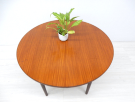 vintage eettafel tafel jaren 60 teak uitschuiftafel rond