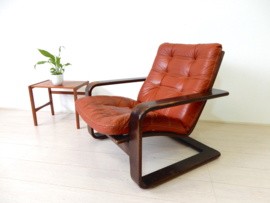 retro vintage fauteuil stoel design jaren 60 leer hout
