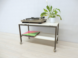 retro vintage bijzettafel kast jaren 70 tv meubel lp kast