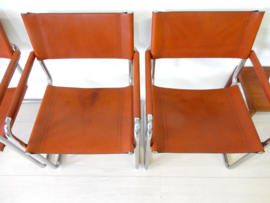 retro vintage stoel Linea Veam naar ontwerp Mart Stam leer