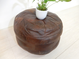 Vintage poef leer jaren 60