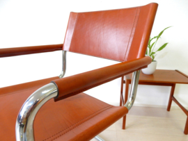 retro vintage stoel Linea Veam naar ontwerp Mart Stam leer