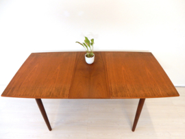 vintage eettafel tafel jaren60 teakhout uitschuiftafel ovaal