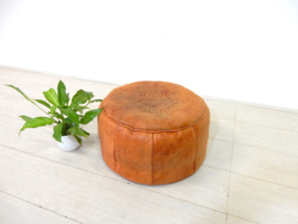 retro vintage poef leer jaren 60 / 70